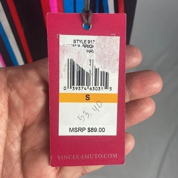 Vince Camuto Havana Bright Striped Off the Shoulder Top - Picture 6 of 8